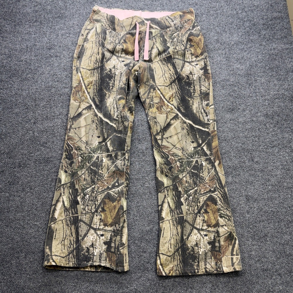 Realtree Camo Sweatpants Girls Large 12-14 Pink Drawstring Fleece Lounge Pants